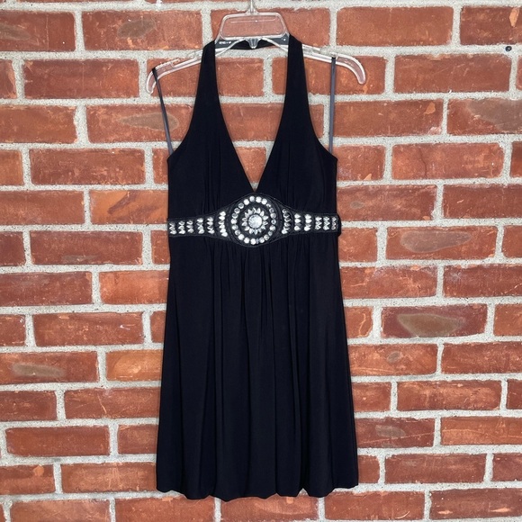 Vintage Y2K Taboo black halter mini dress - Picture 1 of 6